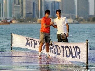 Rafael Nadal With Roger Federer In Atp World Tour Wallpaper