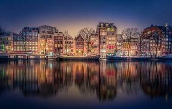 Wallpaper Night Channel Amsterdam Image For Desktop Section