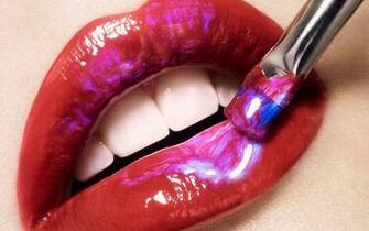 Red Glossy Sexy Lips HD Wallpaper Res Desktopas