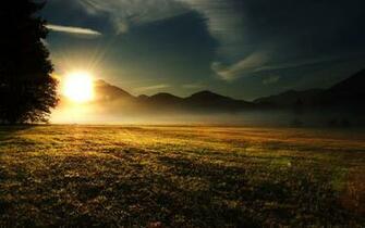 Sunset Over A Field Of Spring Wallpaper And Image