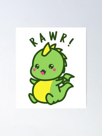 Rawr Cute Kawaii Dinosaur Baby Dino Poster By Tamgustam