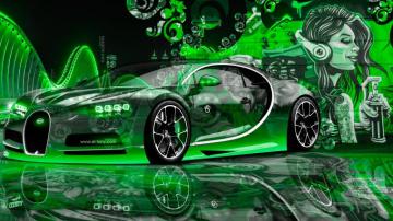 Bugatti Chiron Super Crystal City Graffiti Girl Street Car
