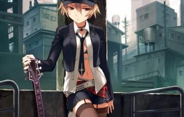 Wallpaper Guitar Anime Girl Punk Rocker Image For