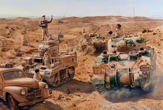 M4 Sherman M3 Stuart Tanks Soldiers The British War Drawing