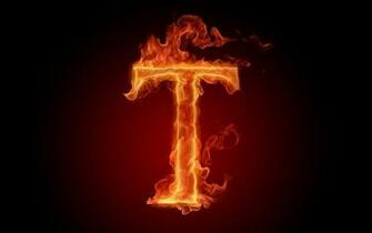 Wallpaper Burning Fire Letter T 3d For Desktop