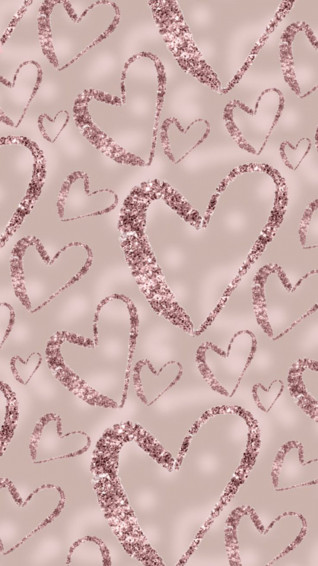 Pink Glitter Hearts iPhone Wallpaper