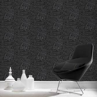 Dreams Come True Designer Calligraphy Black Silver Wallpaper