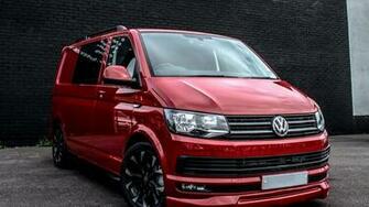 Wallpaper Volkswagen Transporter Minivan Red