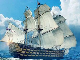 Old Sailing Ship On The Big Waves Wallpaper