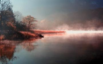 Lake Mist Wallpaper Stock Photos