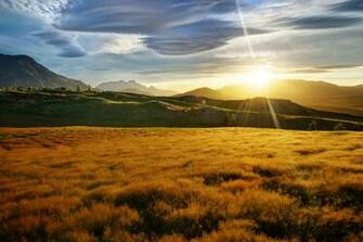 New Zealand Sky Rays Of Light Grass Nature Sunrise Landscape Wallpaper