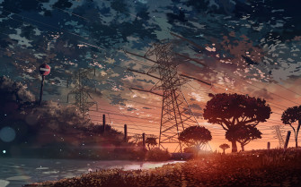 Anime Scenery Sunset 4k Wallpaper