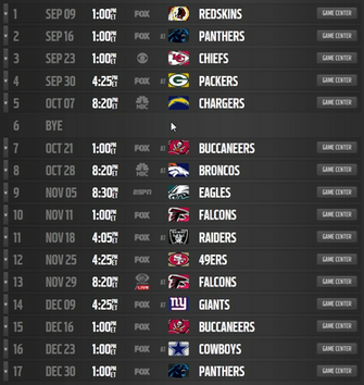 Schedule Nfl Saints Football