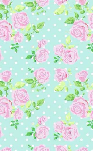 Mint Vintage Floral Dots Phone iPhone Wallpaper Background More