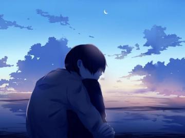 Wallpaper Boy Alone Sad Anime Standard HD