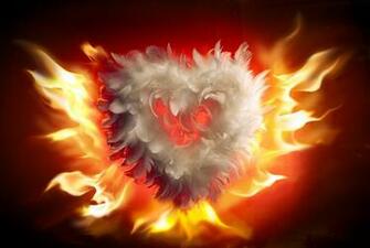 Arts Fire Valentines Day Heart Love Flames Wallpaper