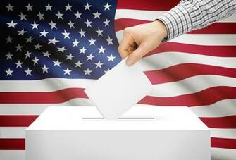 Voting Concept Ballot Box With National Flag On Background U