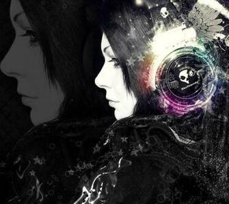 Girl Dj Earphone Dark Graphics Headphones Music