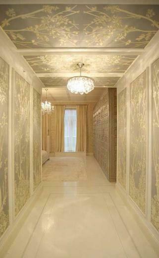 Chinoiserie Mural That Extends From The Walls To Ceiling In A