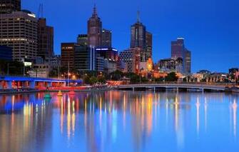 Wallpaper Night Lights City Australia Melbourne Large