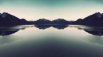Flat Water Lakes Mountains Natural Nature Wallpaper