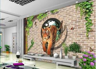 3d Room Wallpaper Custom Photo Non Woven Mural Brick Walls Round