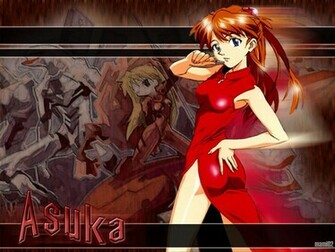 Asuka In Red Dress Anime Wallpaper Image Featuring Neon Genesis