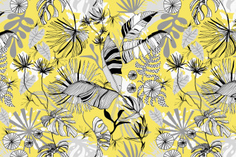 Tropical Gray And Yellow Wallpaper
