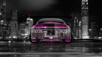 Eclipse Jdm Tuning Back Crystal City Car Pink Neon 4k Wallpaper