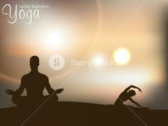 Human Silhouette In Yoga Posture On Nature Background Royalty
