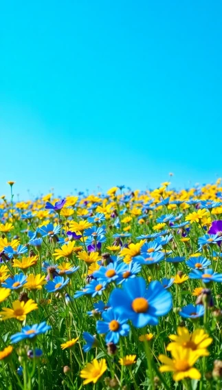 Blue And Yellow Flowers Wallpaper