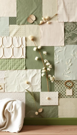 Sage Green Collage Wallpaper