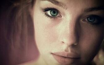 Big Lips Blue Eyes Wallpaper Stock