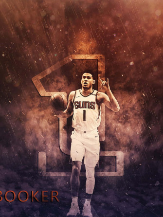 Devin Booker Phoenix Suns Star Shooting Guard Wallpaper