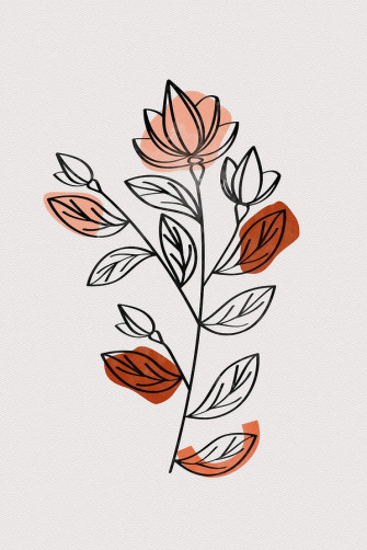 Black Flower On A White Background In The Style Of Minimalism