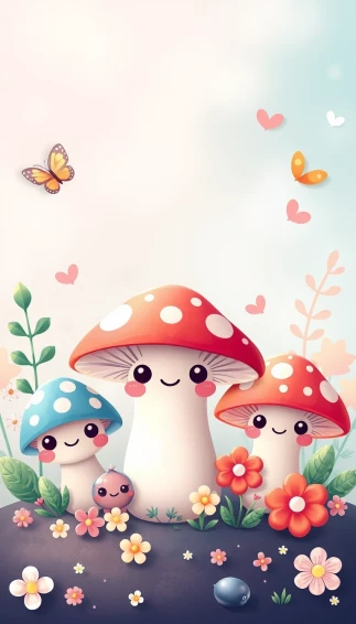 Kawaii Mushroom Wallpaper