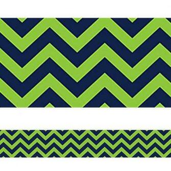 Navy Lime Chevron Border