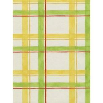 Yellow Green And Red Plaid On White Wallpaper All Walls