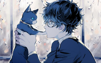 Persona Kurusu Akira Anime Boy Cat