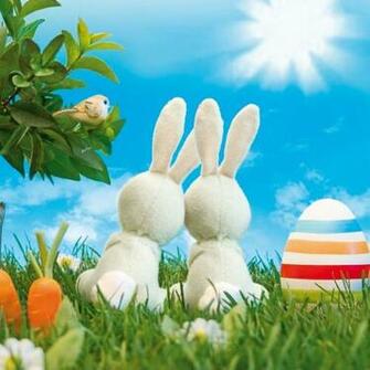 Couple Of Easter Bunny For iPad Wallpaper