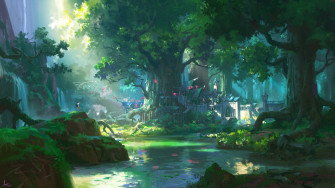 4k Spring River Forest Wallpaper