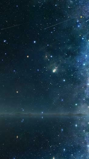 Night Sky Falling Stars Lake Reflection iPhone Wallpaper Ipod