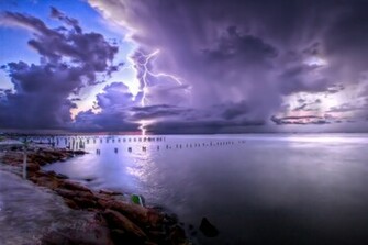 Scary Thunderbolt On Beach