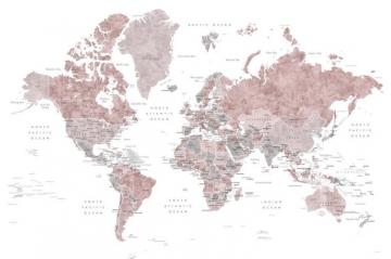 World Map With Capitals Trendy Wall Mural Photowall