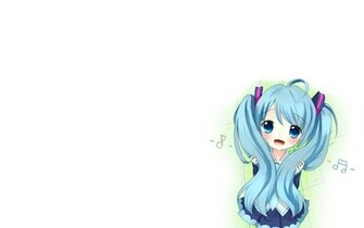 Eyes Chibi Long Hair Green Twintails White Background Wallpaper