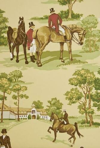 Free download bedroom wallpaper from the early 1960s A Fox Hunting