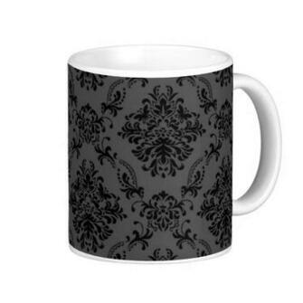 Black Vintage Wallpaper Coffee Mugs