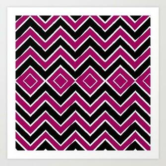 Pink Black Tribal Chevron Art Print By Eclecticlauren Society6