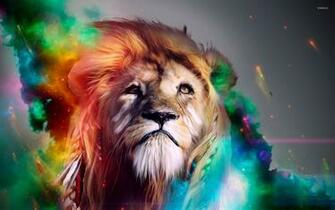 Colorful Lion Wallpaper Digital Art