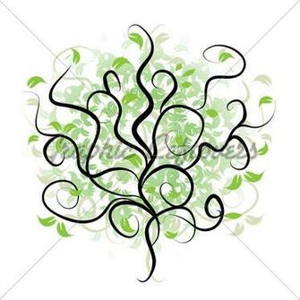 Tree Silhouette Branch Green Gl Stock Image